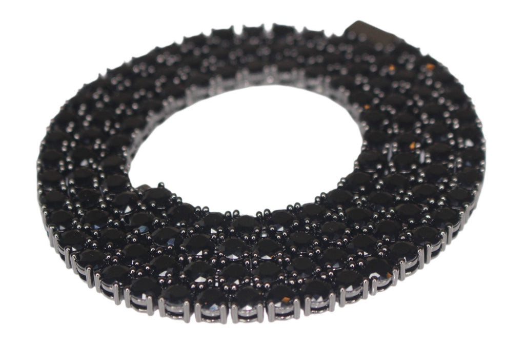 5mm ONYX BLACK Diamond 80ctw Lab Sim VVS1 Tennis Necklace PVD
