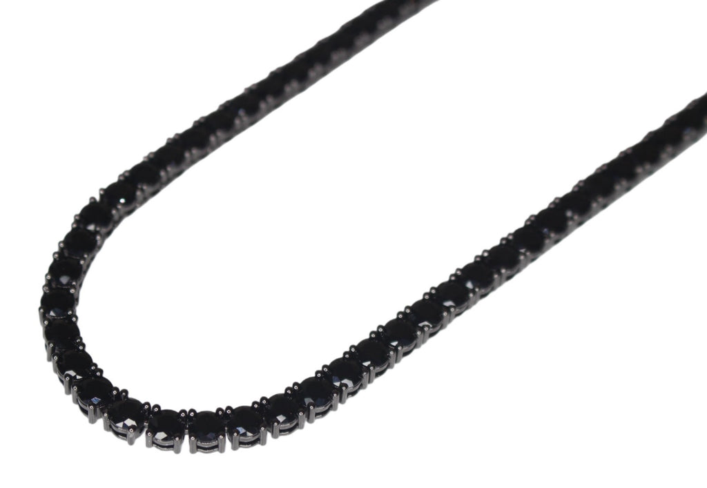 5mm ONYX BLACK Diamond 80ctw Lab Sim VVS1 Tennis Necklace PVD