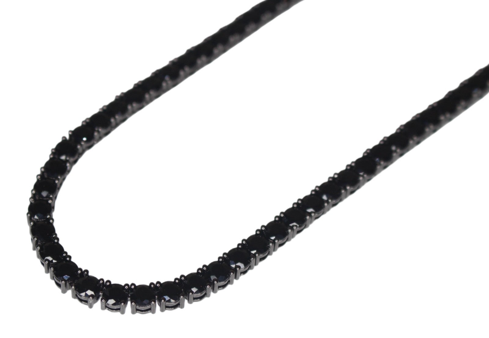 5mm ONYX BLACK Diamond 80ctw Lab Sim VVS1 Tennis Necklace PVD