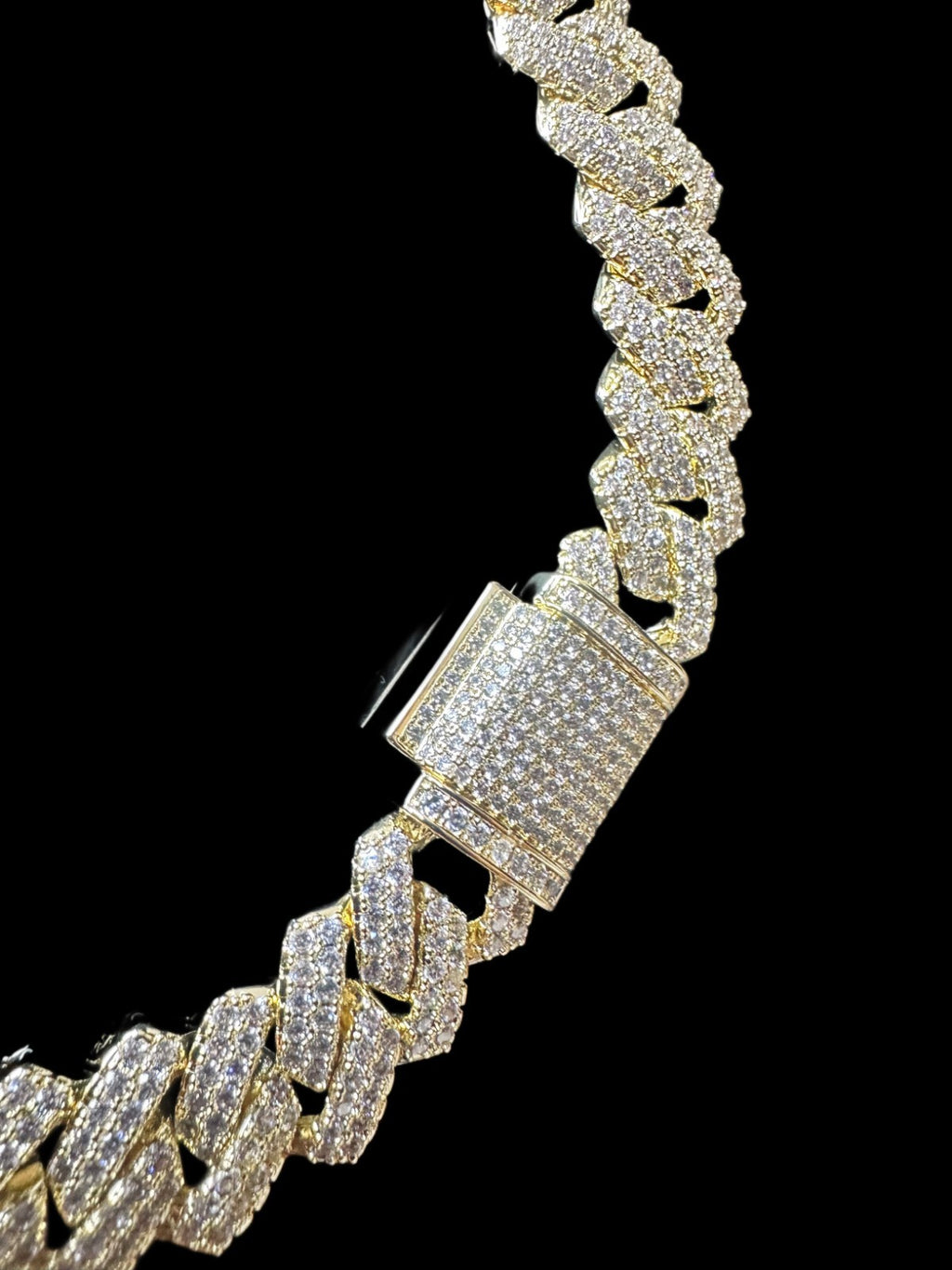 14mm Cuban Prong 64ct Lab VVS1 Sim Diamond Necklace Gold