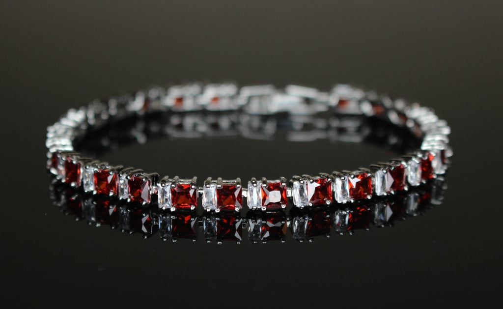 4mm Tennis Chain 12.5ct Lab Sim VVS1 Diamond Bracelet - RED