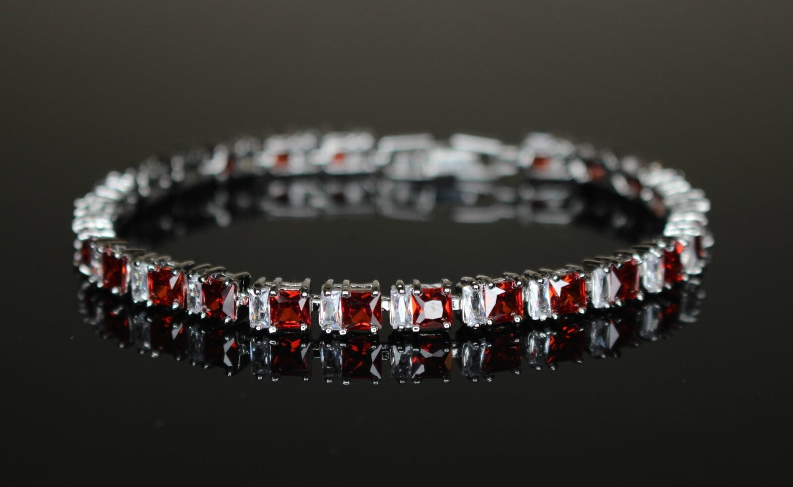 4mm Tennis Chain 12.5ct Lab Sim VVS1 Diamond Bracelet - RED