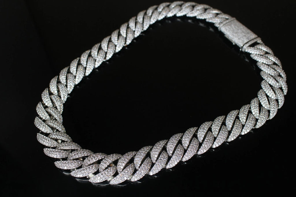 22mm Cuban Miami 156.2ctw Lab Sim Diamonds VVS1 Necklace