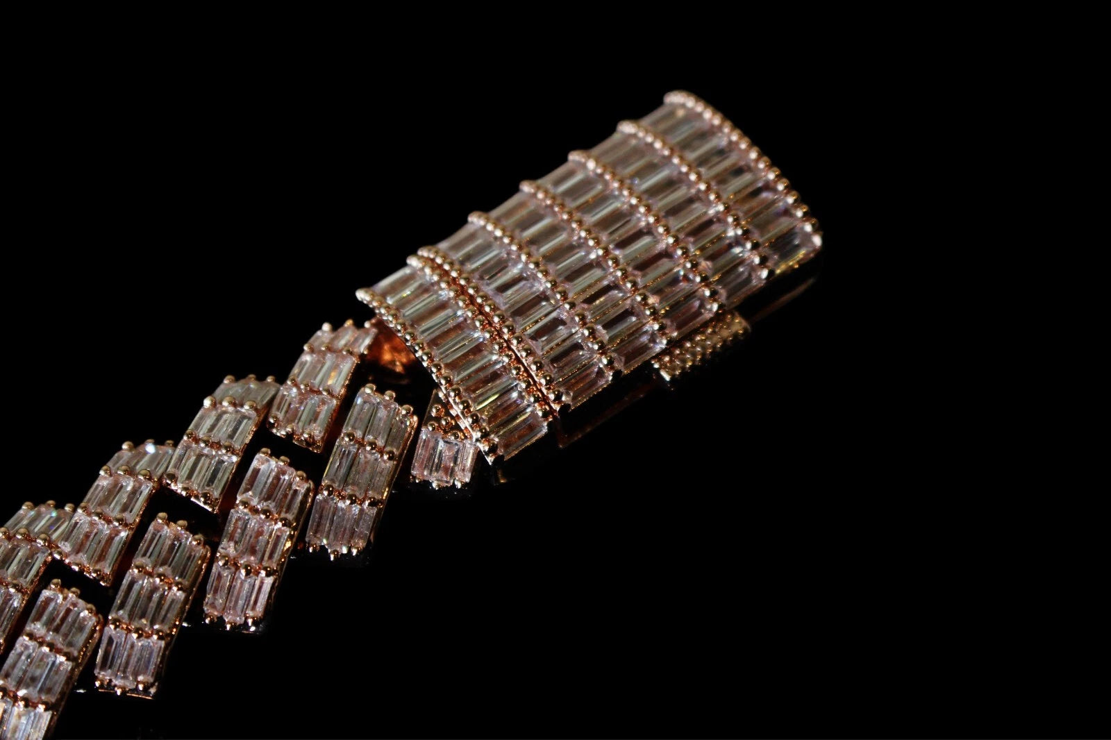 19mm Prong BAGUETTE 24.6ct Lab VVS1 Sim Diamonds Bracelet Rose Gold
