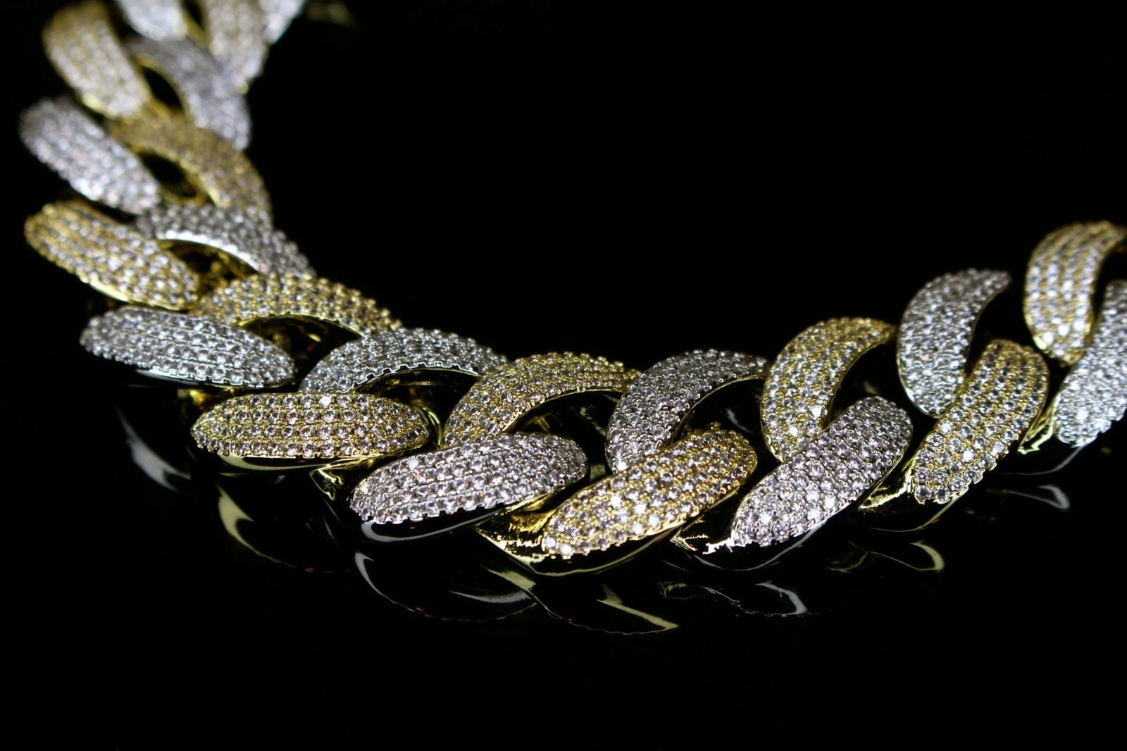 22mm Cuban Miami 156.2ctw Lab Sim Diamonds VVS1 Necklace - 2TONE Gold