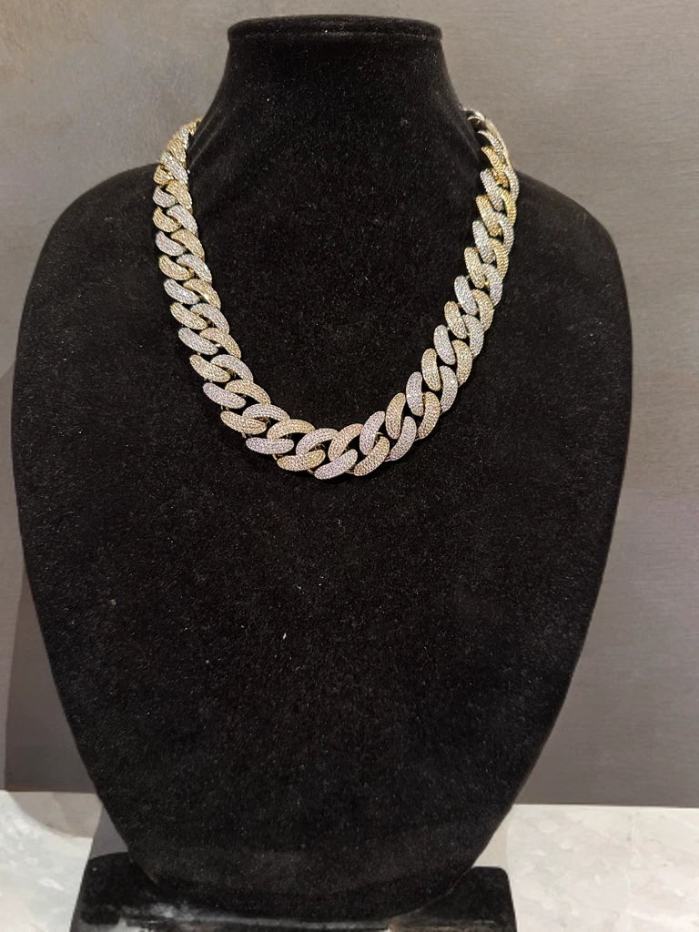 22mm Cuban Miami 156.2ctw Lab Sim Diamonds VVS1 Necklace - 2TONE Gold