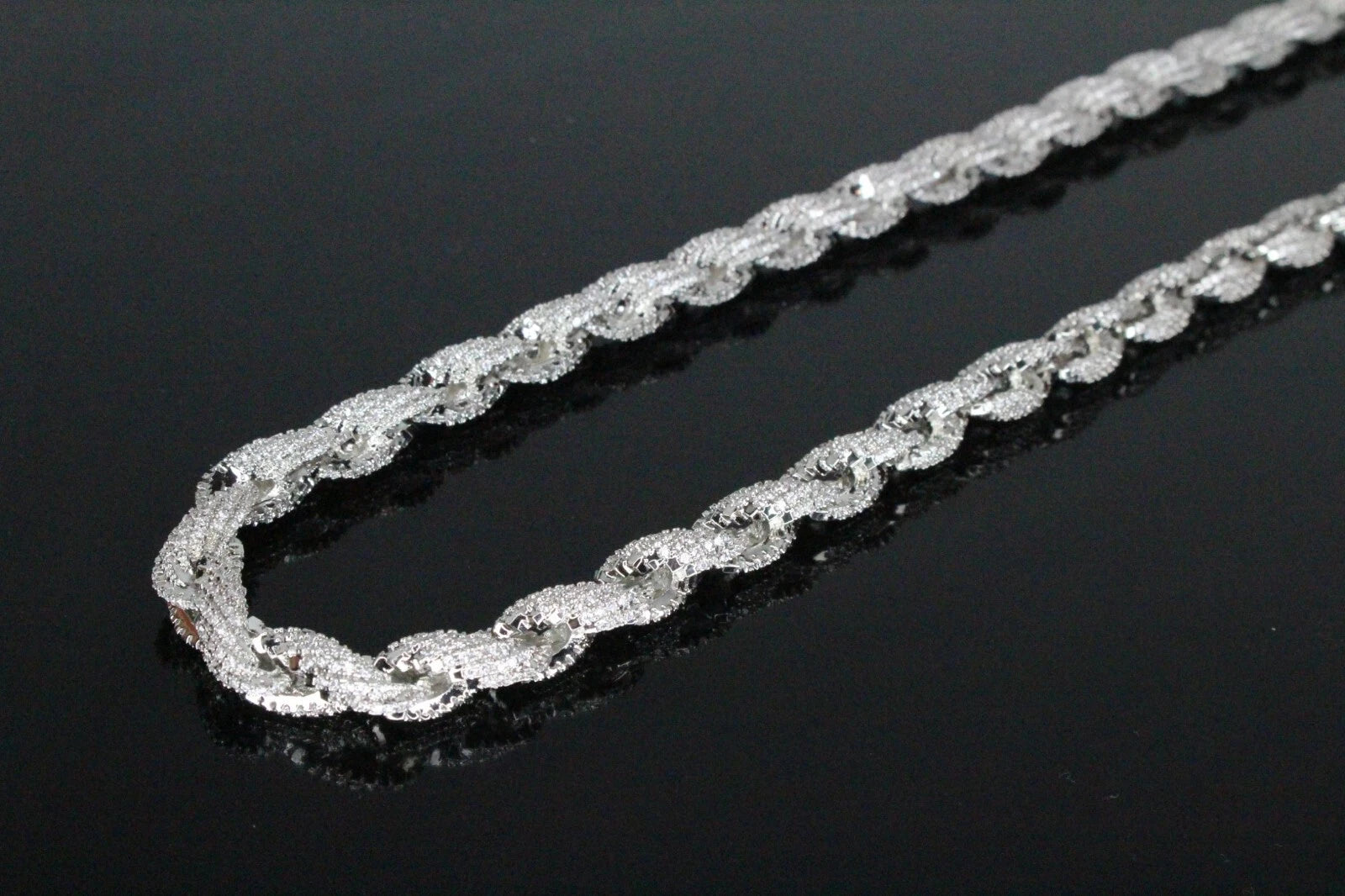 8mm Rope Chain 36ctw Lab Sim VVS1 Diamond Necklace