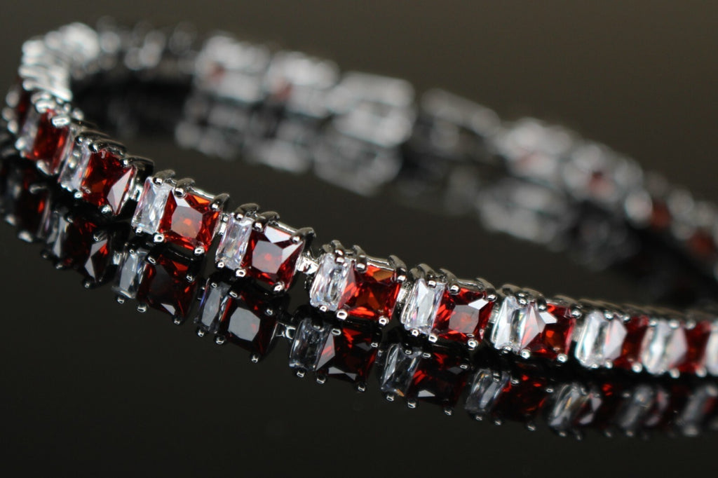 4mm Tennis Chain 12.5ct Lab Sim VVS1 Diamond Bracelet - RED