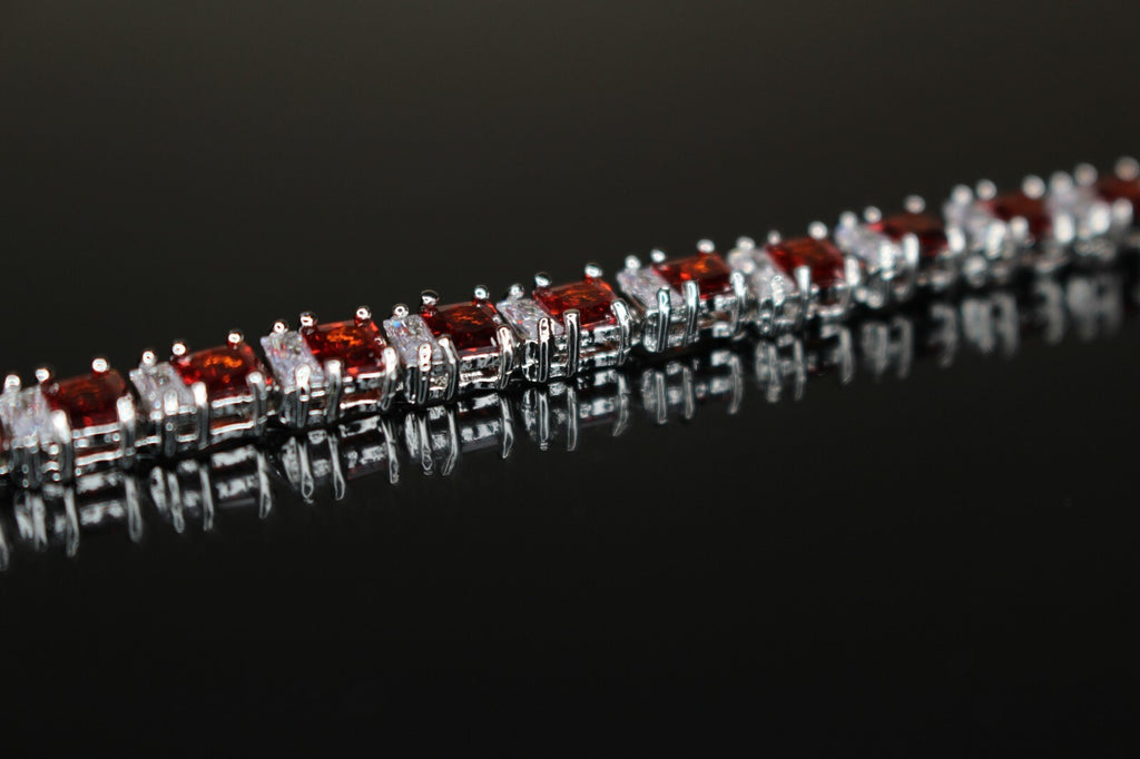4mm Tennis Chain 12.5ct Lab Sim VVS1 Diamond Bracelet - RED