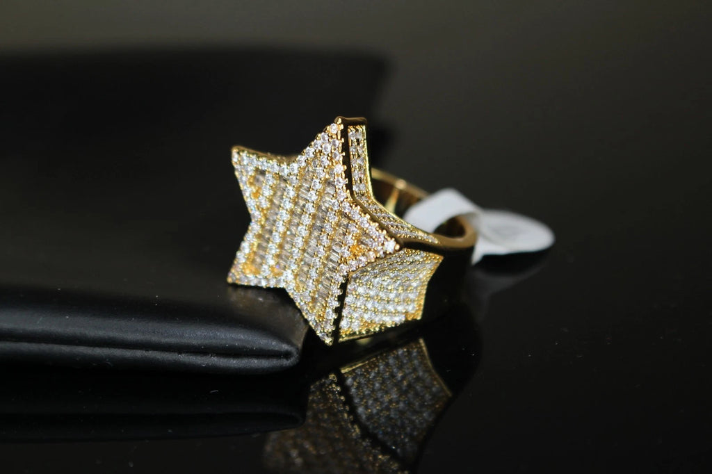 STAR BAGUETTE 3.6ct Lab Sim VVS1 Diamonds Ring - Gold