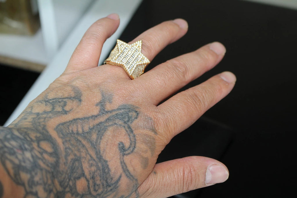 STAR BAGUETTE 3.6ct Lab Sim VVS1 Diamonds Ring - Gold