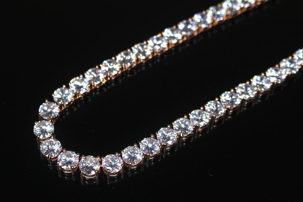 8mm MASSIVE XXL Tennis Chain 152ct Lab Sim VVS1 Diamond Necklace Rose Gold