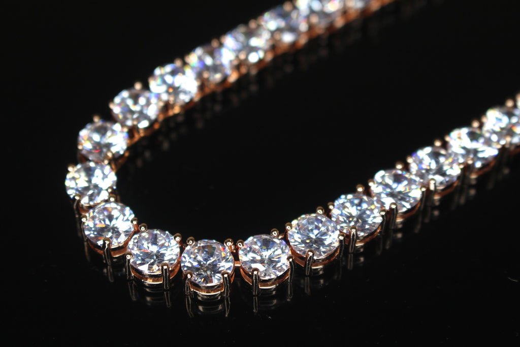 8mm MASSIVE XXL Tennis Chain 152ct Lab Sim VVS1 Diamond Necklace Rose Gold