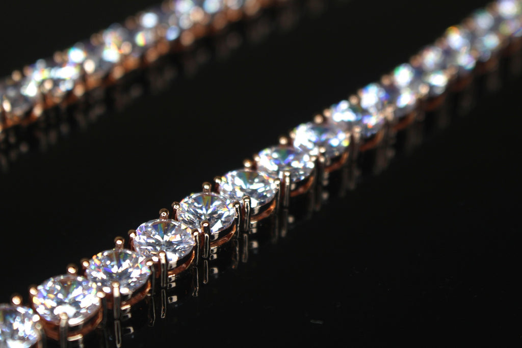 8mm MASSIVE XXL Tennis Chain 152ct Lab Sim VVS1 Diamond Necklace Rose Gold
