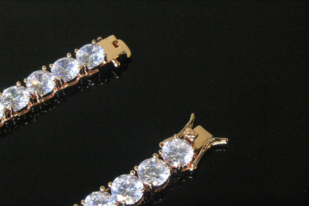 8mm MASSIVE XXL Tennis Chain 152ct Lab Sim VVS1 Diamond Necklace Rose Gold