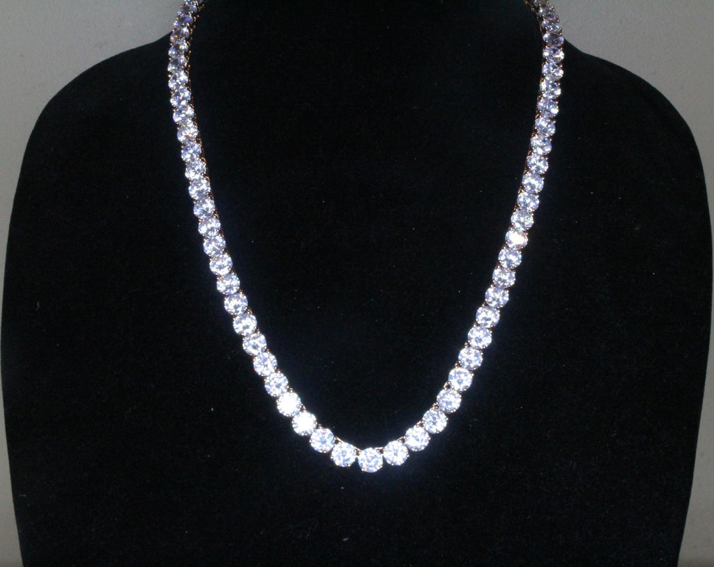 8mm MASSIVE XXL Tennis Chain 152ct Lab Sim VVS1 Diamond Necklace Rose Gold