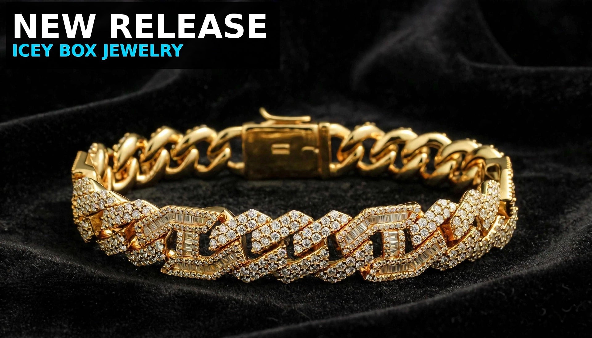 14mm FIGARUCCI 18.2ctw Lab Sim VVS1 Diamonds Bracelet -Gold